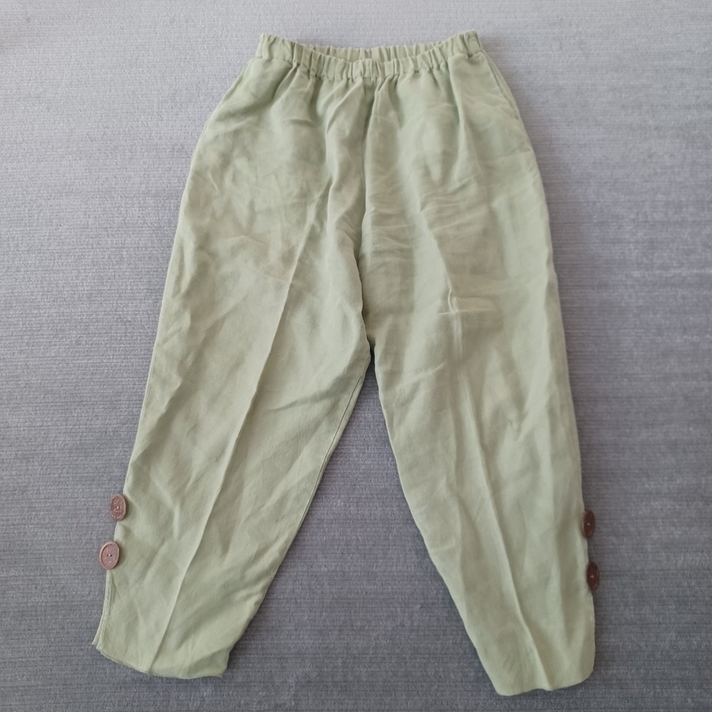 Vintage Linen Pants Women S Mint Green Pull On Trousers Casual Knit Coastal